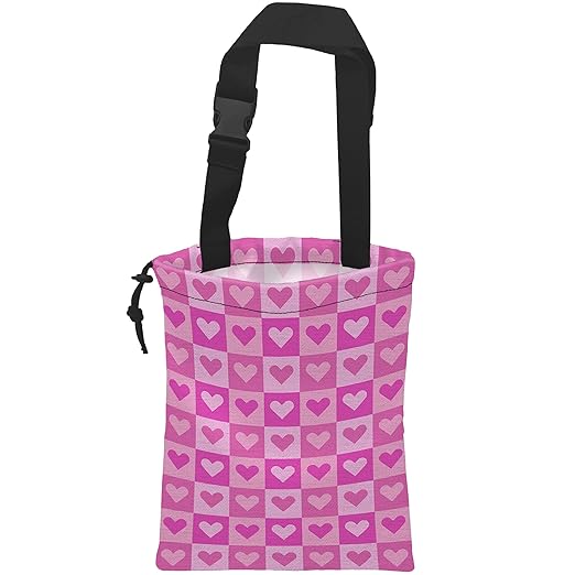 Car Trash Bag Hanging Pink Love Car Trash Can Waterproof Garbage Bag Hanging for Car Back Seat with Adjustable Straps and Drawstring for Car Accessories Vehicle Travelling