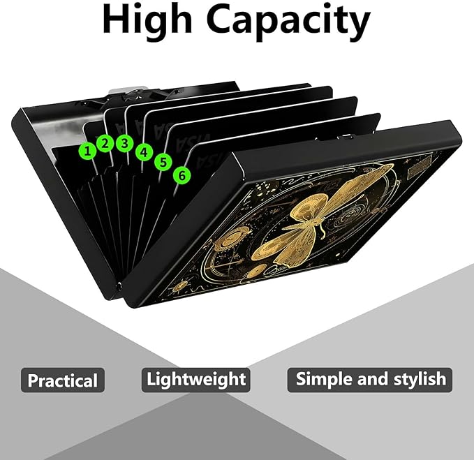 Credit Card Holder, Golden Moth Moon Butterfly Design Mini RFID Blocking Aluminum Wallet Slim Metal Hard Case Shell Travel Wallet ID Case Small Credit Cards Case Business Cards for Women Men