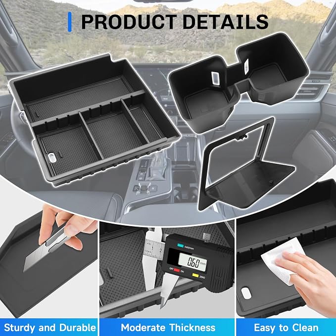 SXCY 3PCS for 2024-2026 Lexus GX550 Center Console Organizer for 2024 2025 2026 Lexus GX550 Accessories [Armrest Console Tray+Cupholder+Privacy Tray] 2024+ GX550 Armrest Insert Storage Organizer