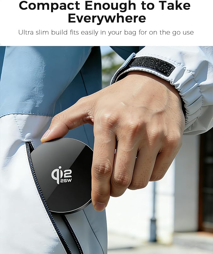 25W Magnetic Wireless Charger, Qi2.2 Fast Wireless Charging Pads with Kickstand,MagSafe Charger for iPhone 17/16/15/14/13/12 Series & AirPods 4/3/2/Pro, Samsung S26 S25 Series, Google Pixel 10