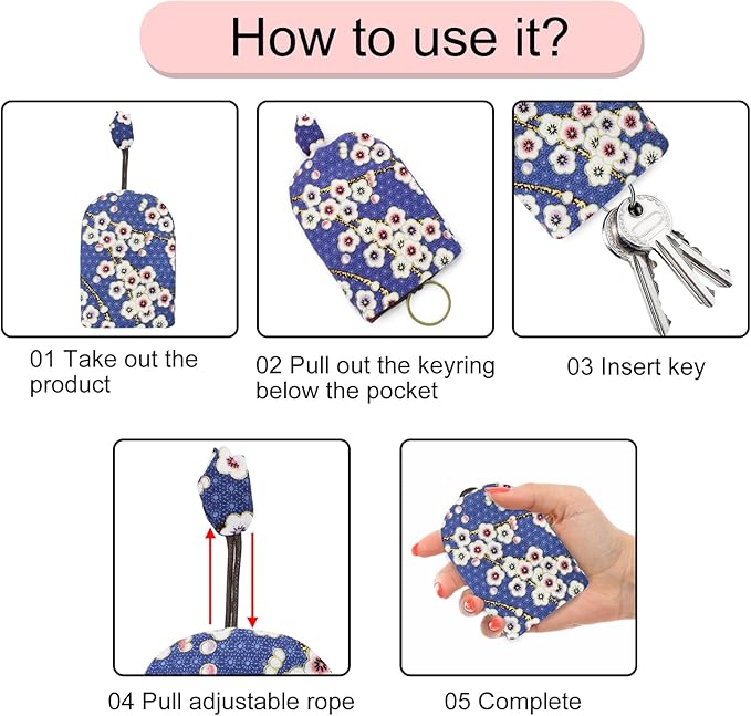 Key Case Cover, 2PCS Pull-Out Portable Key Cover Bag Car Key Case with Keyring and Strong Rope for Storing Keys