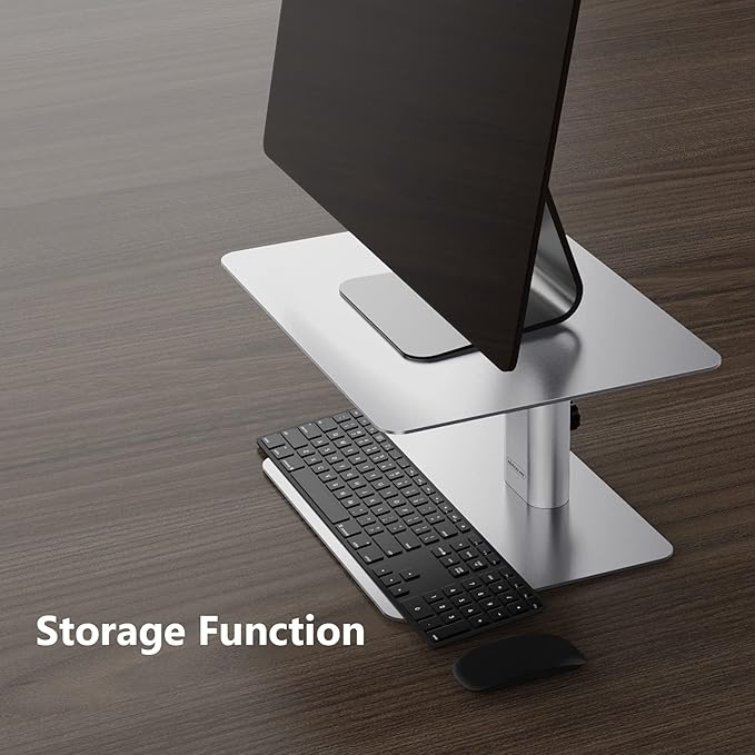 Nillkin Monitor Stand for Desk, Adjustable Height Computer Monitor Stand, Ergonomic Aluminum Computer Stand for Desktop Monitor, iMac, Studio Display XDR, Dell, HP, Lenovo, Other Screen Display, Silver