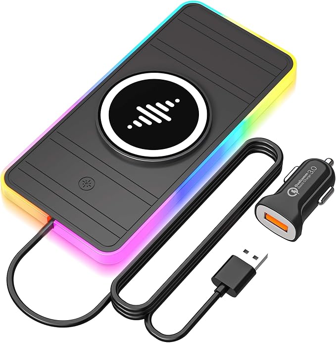 Magnetic Wireless Car Charger Pad, LANSEMKU RGB 15W Wireless Car Charging Pad for Magsafe Wireless Charger for Car iPhone17 16 15 14 13 12 11 Pro Max