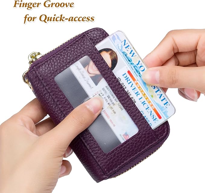 imeetu Rfid Credit Card Holder,Genuine Leather Businese Card Case,Rfid Blocking Wallet for Women & Men