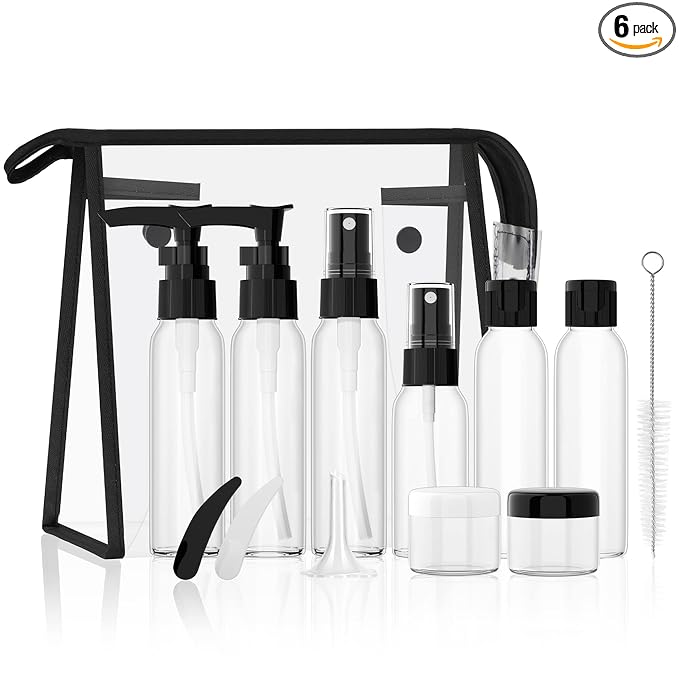 Morfone Travel Bottles Kits -TSA Approved Travelling Size Containers for Toiletries Leak Proof Refillable Liquid Travel Essentials with Toiletry Bag for Cosmetic Shampoo Conditioner Lotion