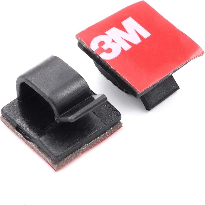 Mini Cable Clips 3M Adhesive, Multipurpose Cord and Wire Organizer for Cable Management 1/2" x 1/2" - 100 Pack Bundled with 10 Bonus Reusable Cable Ties (Black)