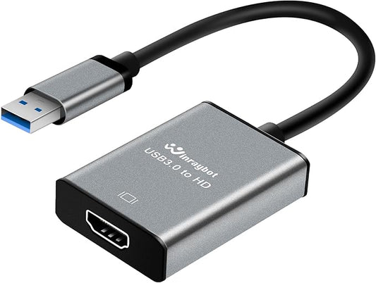 USB to HDMI Adapter for Monitor 1080P@60Hz Display with 5Gbps High Speed Transmission, Support Extend & Mirror Mode, Compatible with Window 7/10/11, Mac OS 10.15+, Laptop, Desktop, TV, Monitor, Silver