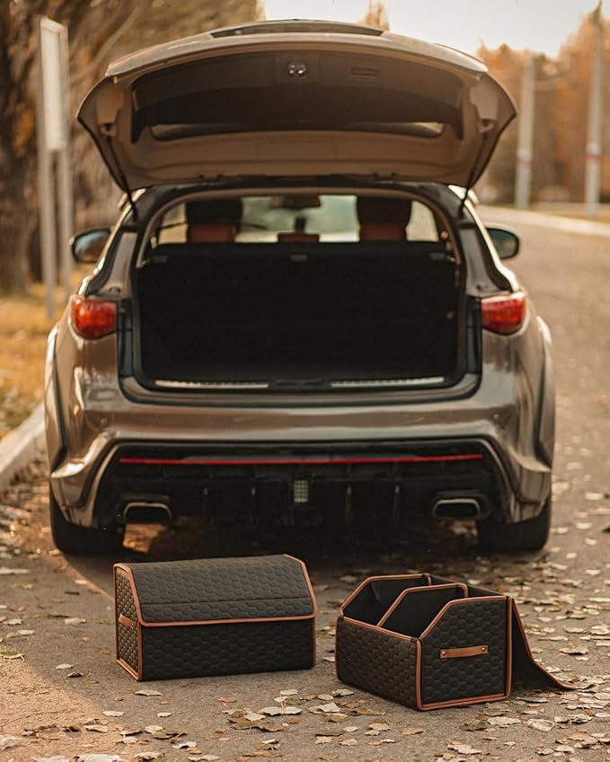 Owleys Trunk Organizer for Toyota Tacoma 2000–2025 – Car Storage Box for Truck Bed & SUV – Waterproof Foldable Car Trunk Organizer with Lid – Car Accessories for Men – Tacoma Organizer (Hexy 21+17)