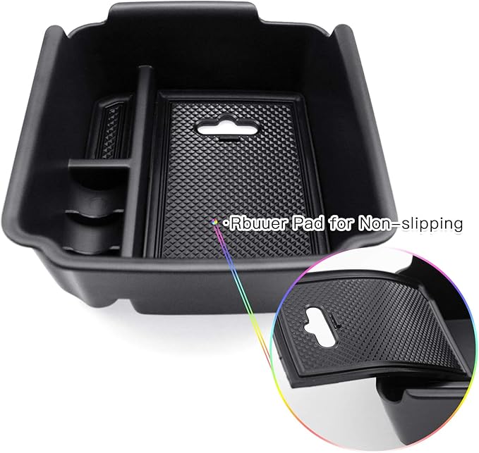 SKTU Center Console Organizer Compatible with 2018-2020 Tiguan Allspace LWB Accessories Insert ABS Black Materials Tray Armrest Secondary Storage Box