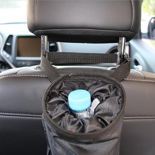 IPELY Universal Car Garbage Bag Back Seat Headrest Litter Trash Garbage Can (Black)