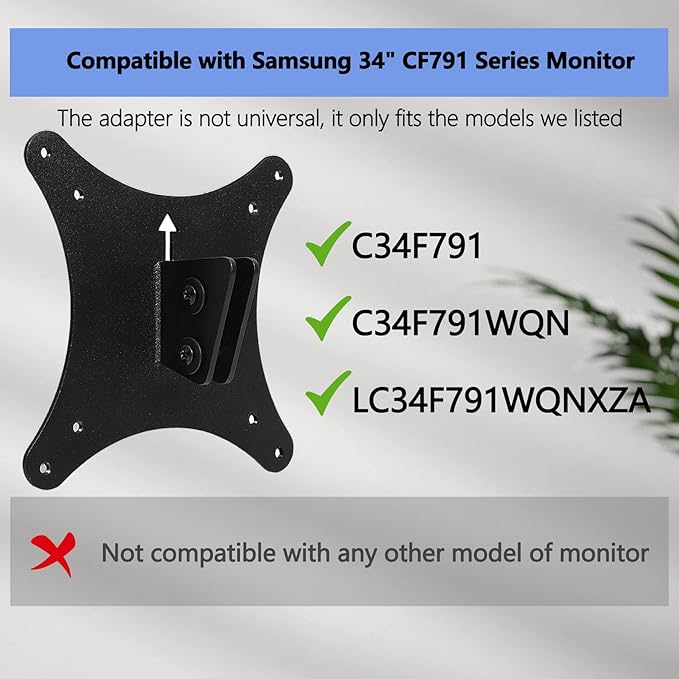 CJ791 VESA Mount Adapter Compatible with Samsung CJ79 Series, CF79 Series Curved Widescreen Monitor (Fits 34" CJ791?�C34J791?�LC34J791??4" CF791?�C34F791?�LC34F791 Monitor Wall Mount)