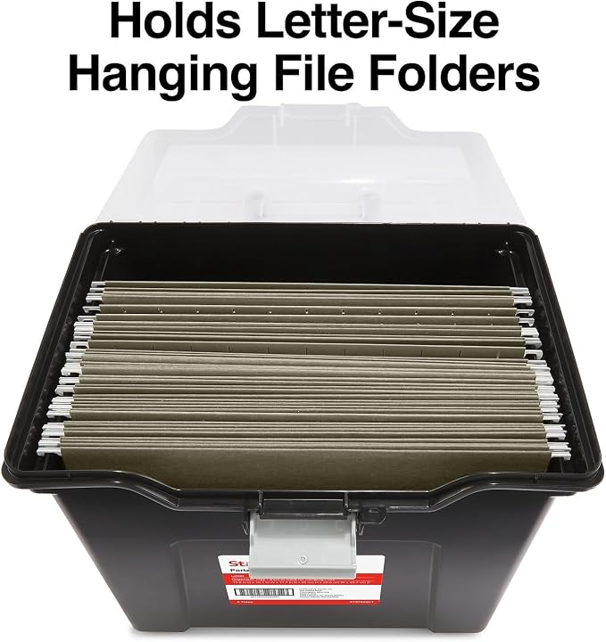 STAPLES File Box File Portable Tote, Letter Size, Black, 4/Carton