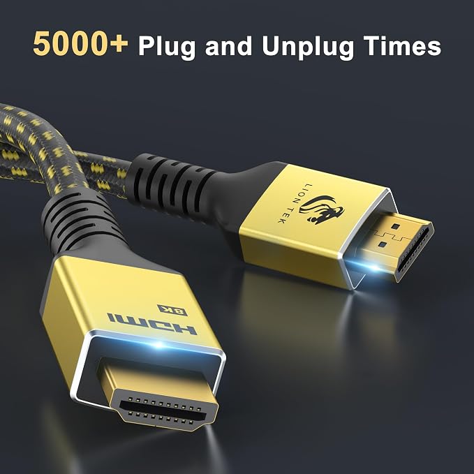 LIONWEI 8K Certified HDMI Cable 3.9FT/1M, HDMI 2.1 Cable 8K@60Hz 4K@120Hz, 48Gbps Ultra High Speed HDMI Cord, HDCP 2.2&2.3, DTS:X, Dynamic HDR, eARC, Compatible with Roku TV/HDTV/PS5