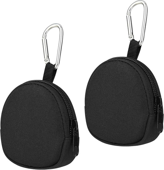 Keychain Pouch Coin Pouch Compact EDC Pouches Data Cable Organizer Earphone Earbuds Storage Zipper Case Bag with Clip on Hook for Mini Gear Bag, Change Wallet (Black)