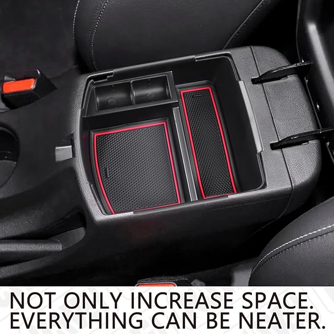 HGWEI Center Console Tray Organizer Compatible with Kia Seltos 2020 2021 2022 2023 2024 2025 2026 Accessories, Middle Armrest Insert Container ABS Secondary Storage Box, Red