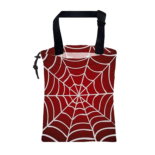 Car Garbage Bag Red and White Spider Web Drawstring Car Trash Bag Hanging for Back Seat with Adjustable Buckle Canvas Vehicle Trash Can Easy-to-Install