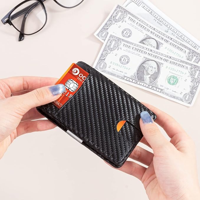 Kullder Personalized Engraved Mens Slim Wallet with Metal Clip - Best Dad Ever Gift Birthday Fathers Day Christmas Gifts RFID Bifold Wallet Card Holder for Father