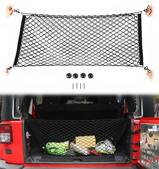 Voodonala 40 x 18 Inches Universal Mesh Envelope Trunk Cargo Storage Organizer Net Elastic Mesh Net Pickup Truck Bed Divider Compatible for Cars, Vans, Trucks and SUVs, for Jeep, for Dodge, for Toyota