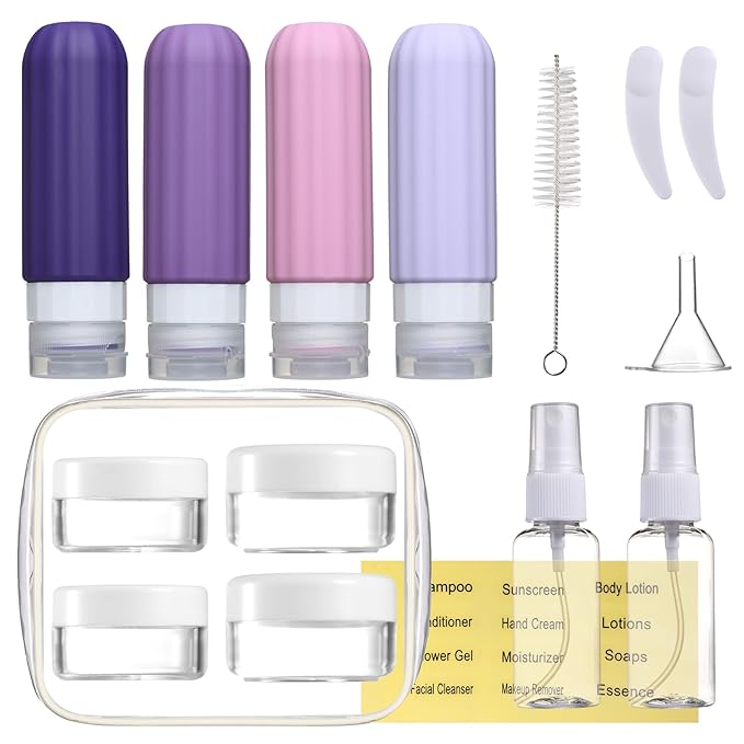Mrsdry 16 Pack Travel Bottles for Toiletries, Leakproof Travel Containers for Toiletries, TSA Approved Silicone Travel Accessories Squeezable Refillable 3oz for Shampoo Conditioner Lotion