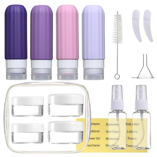 Mrsdry 16 Pack Travel Bottles for Toiletries, Leakproof Travel Containers for Toiletries, TSA Approved Silicone Travel Accessories Squeezable Refillable 3oz for Shampoo Conditioner Lotion