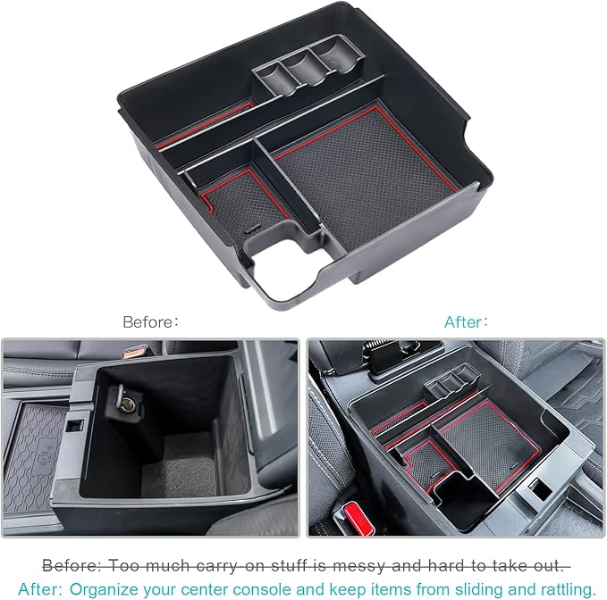CDEFG for 2022-2025 2026 Frontier Center Console Organizer for 2026 2025 Nissan Frontier Armrest Storage Box 2022-2025 2026 Frontier Pickup Truck Accessories(Red)