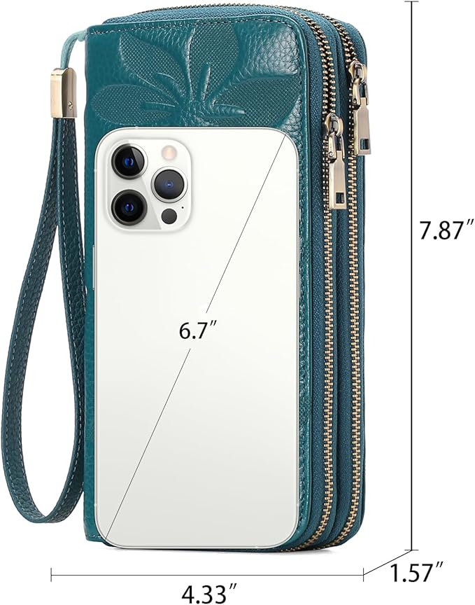 GAEKEAO Wallet for Women Clutch RFID Blocking Wristlet Leather Purse Large Capacity Credit Card Holder with Grip Hand Strap