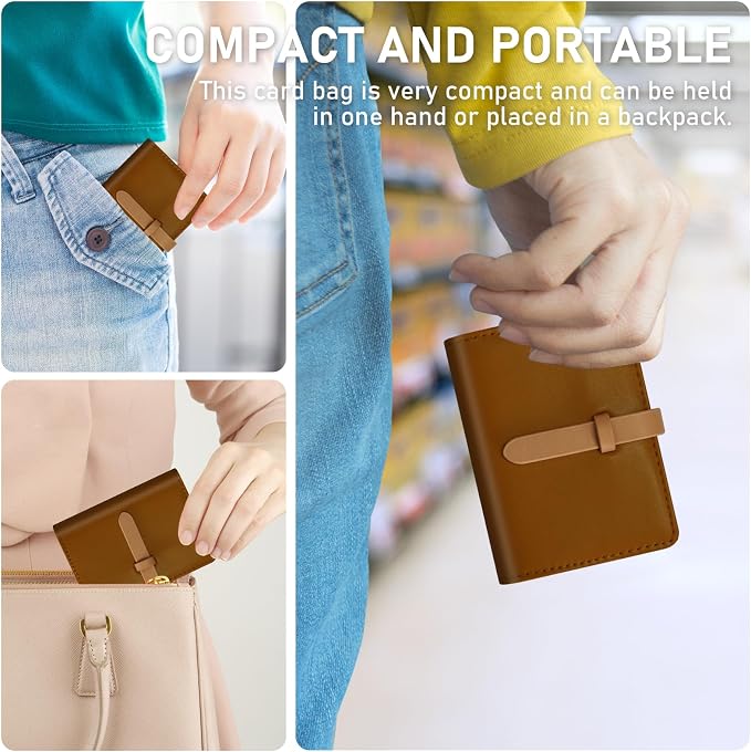 Credit Card Holder with 40 Suitable Slot, ID Card Case PU Leather Wallet for Women Men Business Organiser Pocket (Little Brown)