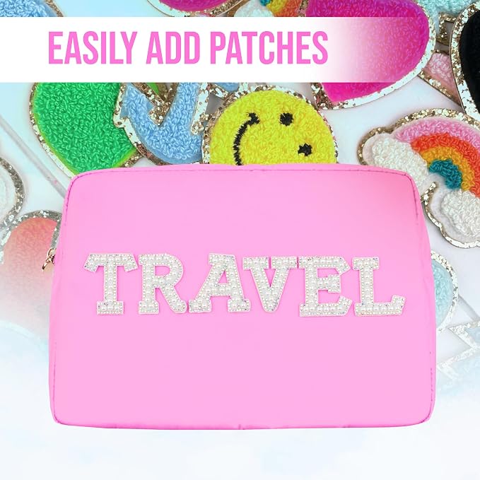 DANCOUR 3-Piece Makeup Bag Set in Light Pink – Mini, Small & Large Cosmetic Pouches for Women & Girls, Cute Travel Toiletry Organizer Set, Stylish Makeup Bag Trio for Purse or Travel