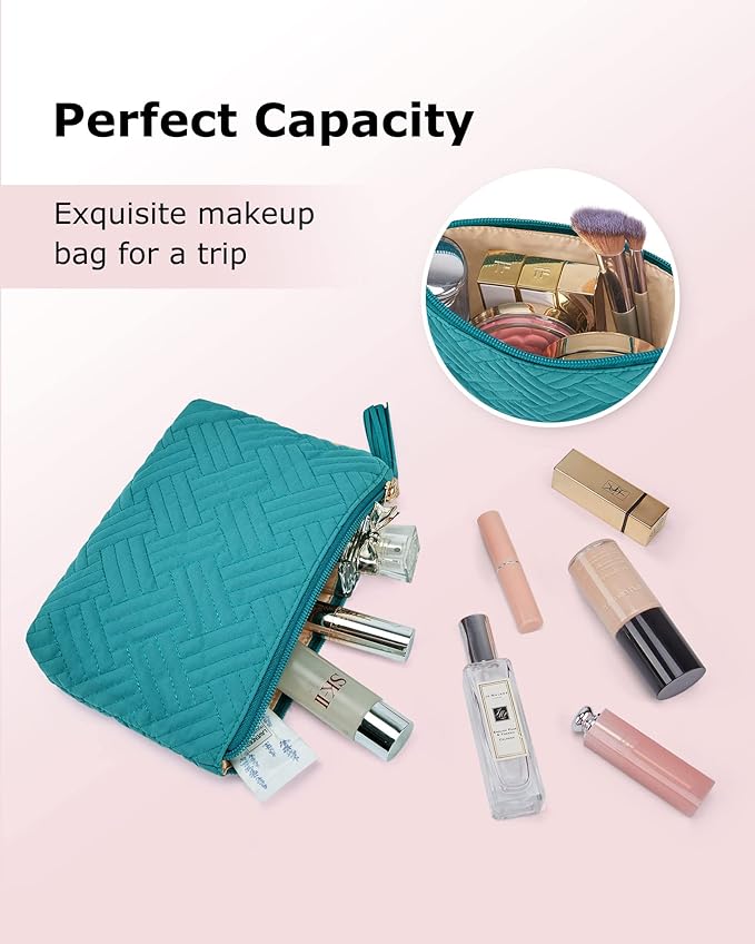 BAGSMART Small Cosmetic Bag, Elegant Roomy Makeup Bags,Travel Waterproof Toiletry Bag Accessories Organizer Gifts (Teal-1 pcs)