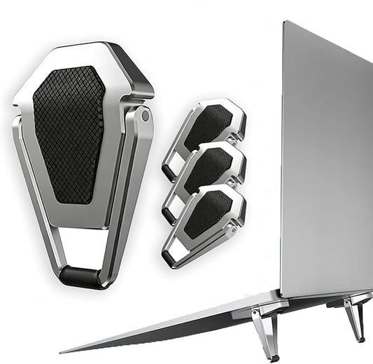 (2 PK/4Pcs) Laptop Stand Foldable & Portable Zinc Alloy Laptop Riser with Anti-Slip Pads Ergonomic Height Adjustment for 12-20 Inch Laptop to Reduce Neck Strain & Improve Cooling