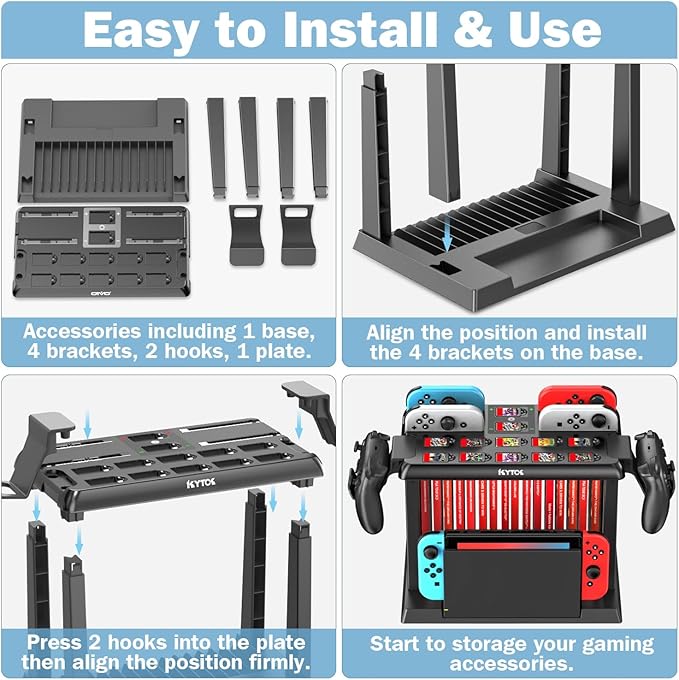 Switch Organizer Station with Controller Charger, Charging Dock for Nintendo Switch & OLED Joycons, Storage for Games, TV Dock, Pro Controller