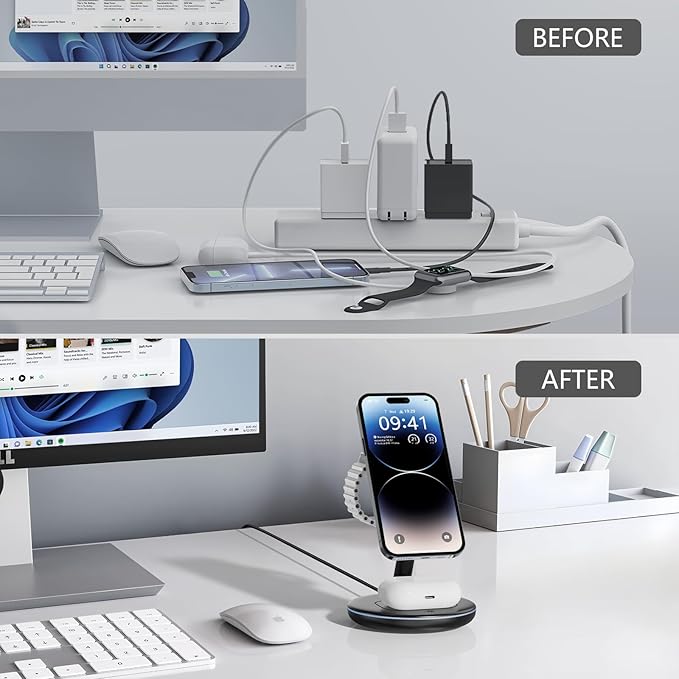 2026 3 in 1 Charging Station for Apple iPhone AirPods Watch with Mag-Safe Charger Wireless Charger Stand for iPhone 17 16 15 14 13 12 Series AirPods iWatch Series - Gifts for Wife & Husband