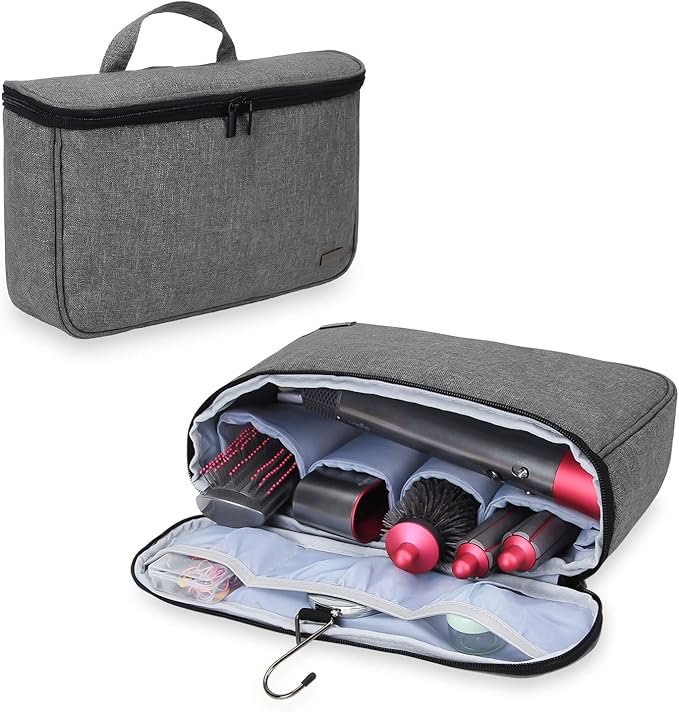 Teamoy Travel Storage Bag Compatible with Dyson Airwrap Styler, Portable Travel Organizer for Airwrap Styler and Accessories, Top-Opened, Gray