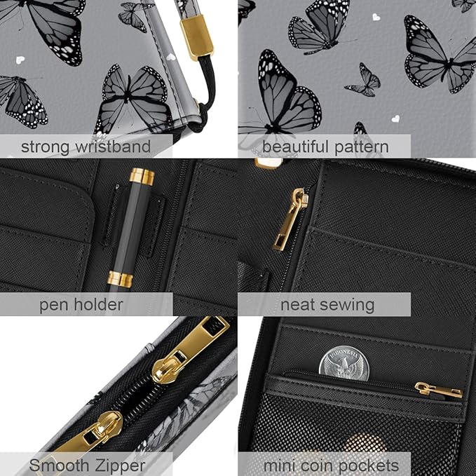 Family Passport Holder Wallet RFID Blocking Document Organizer PU Leather Mulit-purpose Travel Wallet Credit Cards Case for Women Men, Butterflies