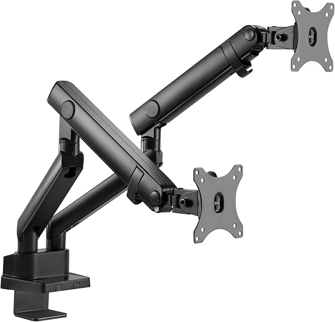 SIIG Aluminum Mechanical Dual Monitor Arm Mount - Height Adjustable Desk Mount for 17in to 32in Screens - 17.6lbs Each Arm - VESA 75x75mm 100x100mm, Black