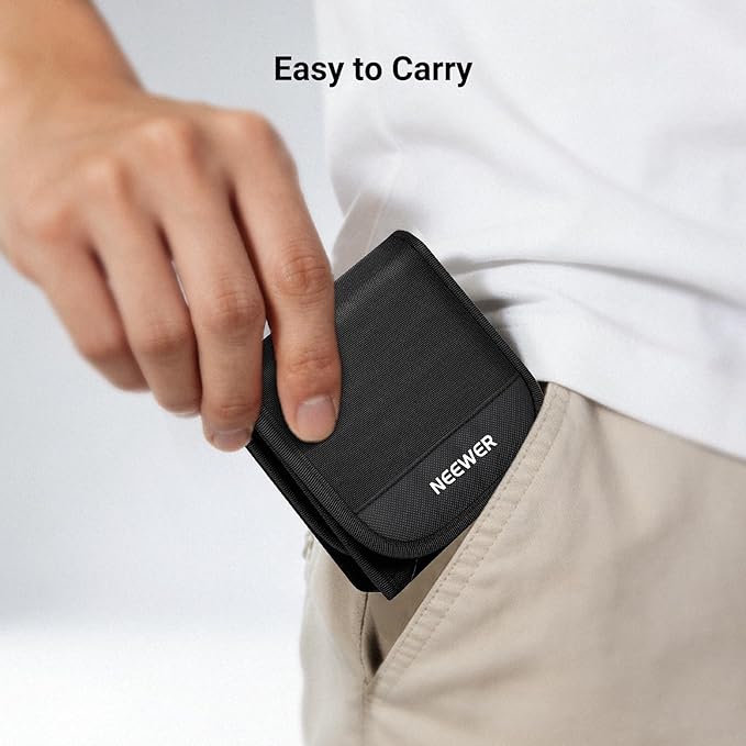 NEEWER 67mm Filter Case, Trifold Foldable Splash Resistant Protective Carry Pouch Storage Bag Accessories, Holds Up to Three 67mm Round Camera Lens Filters, PB14