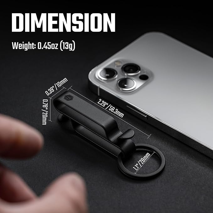KeyUnity KM00 Titanium Belt Loop Keychain Clip Double Side Quick Release Key Holder with Detachable Key Ring