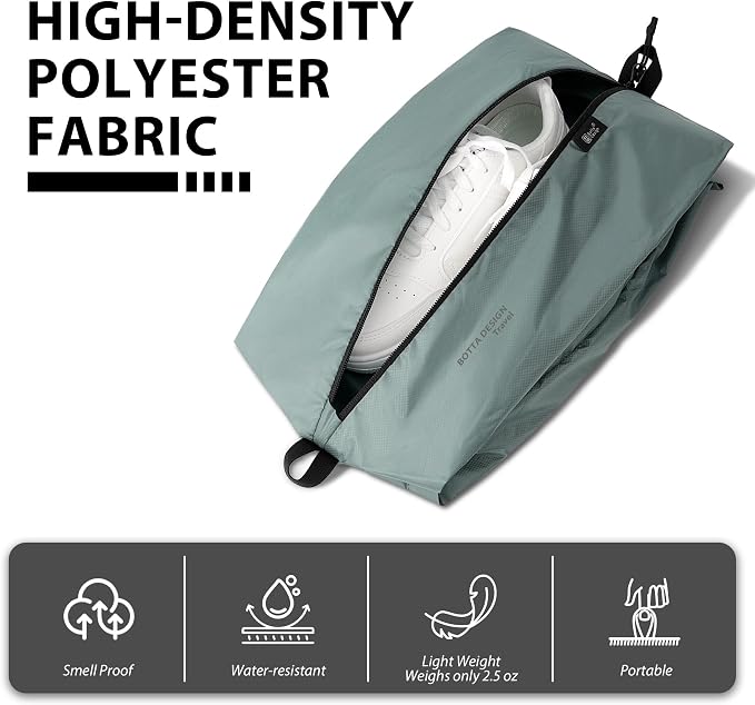 Veki Shoe Bag for Travel, Smell Proof Cleat Bag, Gym Soccer Golf Sneaker Storage, Lightweight Reusable Organizer for Packing in Suitcase, Portable Trip Essentials for Men Women Gifts (Green)
