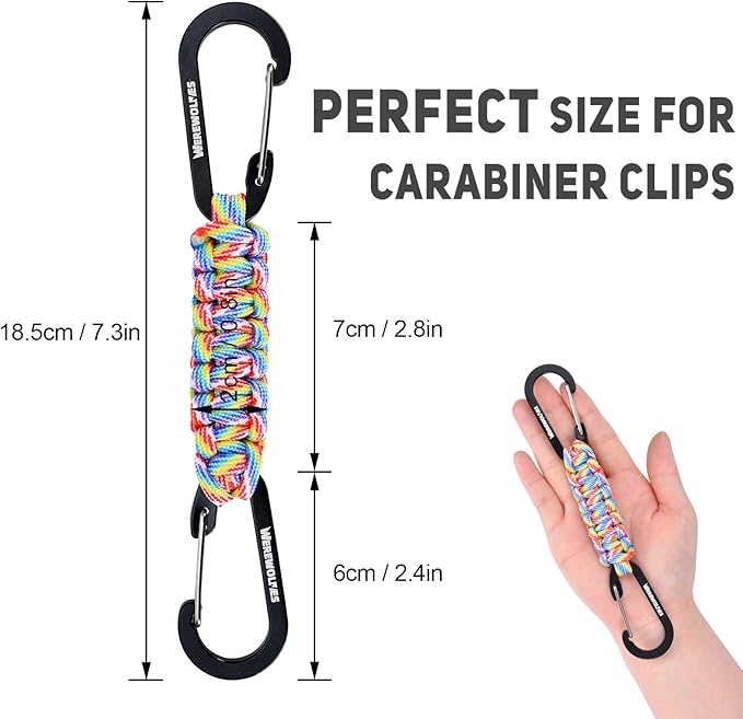 WEREWOLVES Paracord Keychain with Carabiner, Lanyard Clip for Keys