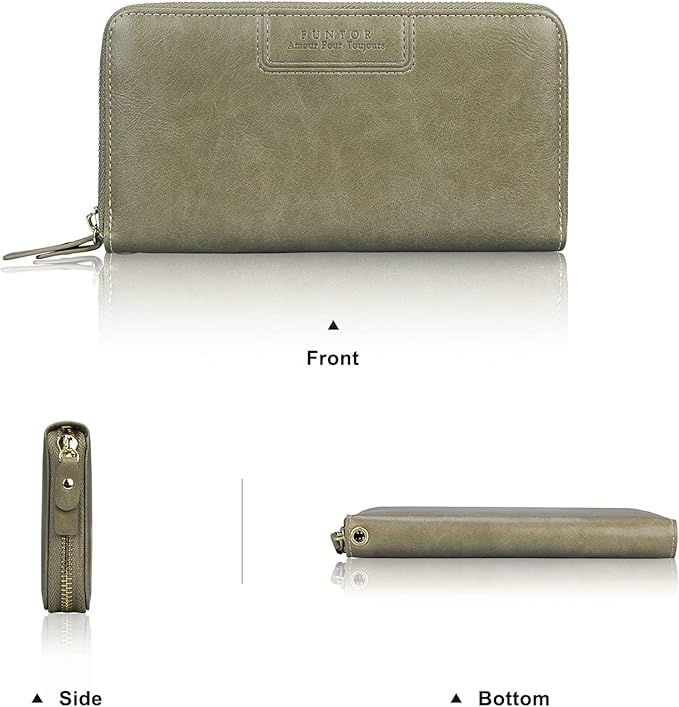 FT FUNTOR Wristlet Wallets for Women, Ladies PU Vegan Leather Clutch Wallet Zip around Phone Purse Card Holder Organizer