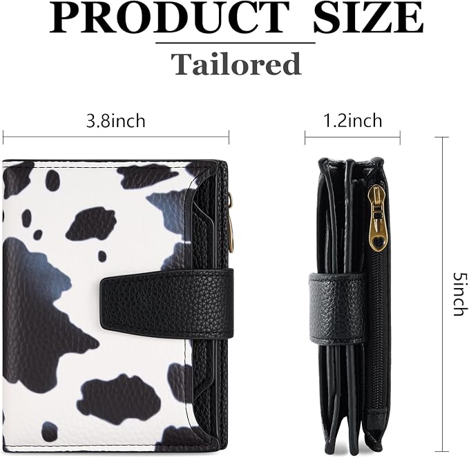 Airkit Small Wallet Women RFID Blocking Soft Leather Bifold Compact Card Holder Wallet for Women with Zipper Coin Pocket 4 ID Window