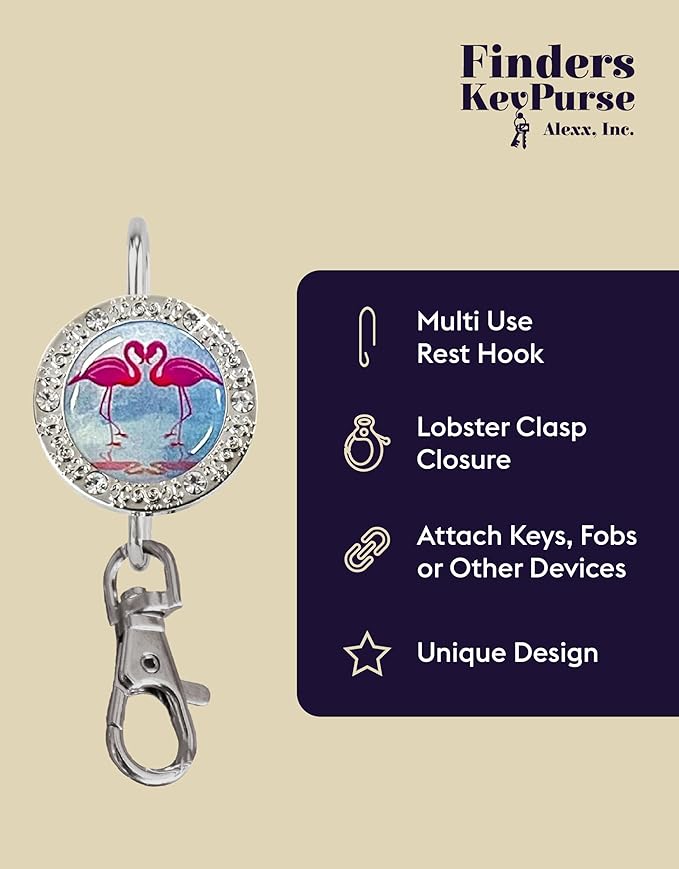 Women’s Bag Charm Key Finder, Car Keychain Hook, Cute Purse Organizer & Tote Bag Accessories, Gifts for Mom - Bling