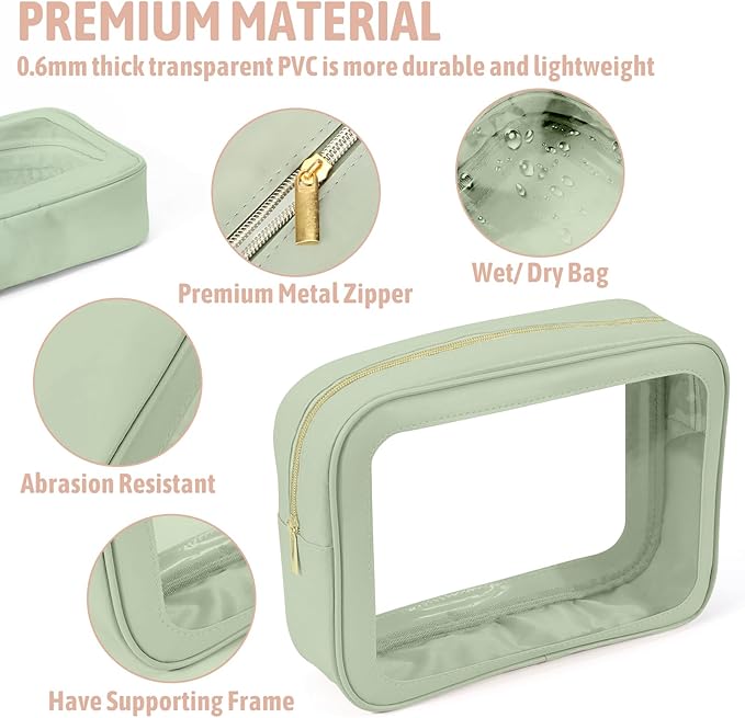 YOPCDJ 5 Pack Clear Toiletry Bag,TSA Approved Travel Makeup Pouch with Zipper for Cosmetics and Toiletries，Diaper Bag Organizer Pouch Set,Purse Organizer for Christmas Women Gift