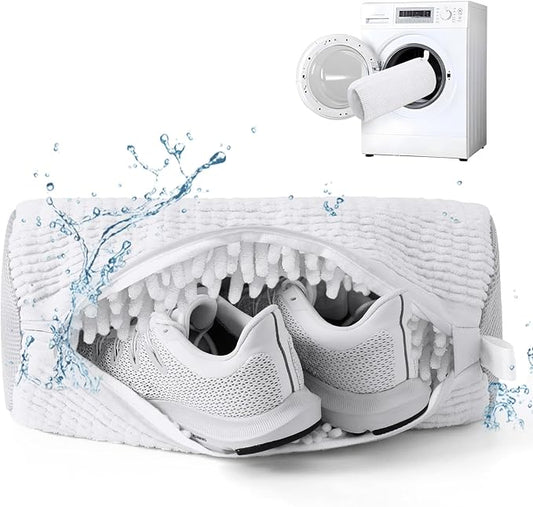 Aship Shoe Washing Machine Bag, Laundry Shoe Bag for Washer and Dryer - Reusable Shoe Cleaning Bag for Sneakers,Tennis Shoes, 360° Deep Cleaning With Self-locking Zipper for All Shoe Sizes - White,1PC