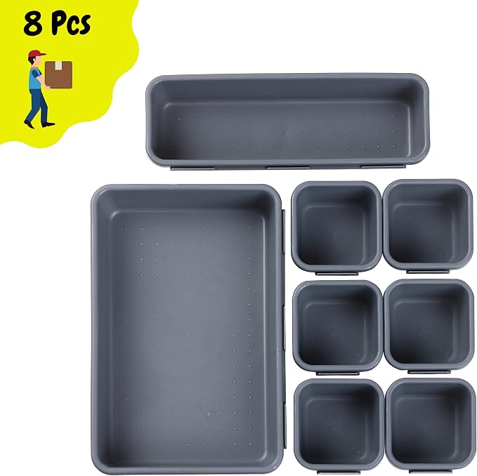 Mr. Pen- Interlocking Desk Drawer Organizer, 8 pcs, Drawer Organizer | Kitchen Drawer Organizer, Desk Drawer Organizer, Drawer Organizers
