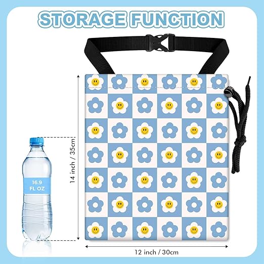Checkered Smiling Daisy Car Trash Bag - Waterproof Car Trash Bag Hanging Leakproof Car Garbage Bag - Washable Reusable Trash Bag For Car Interior Hanging Organizer Storage Vehicle Travelling Camping