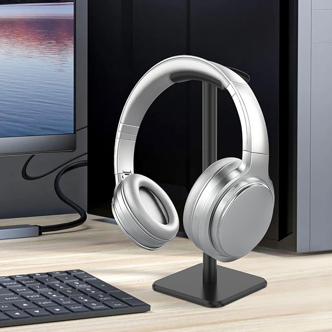 Headphone Stand, Detachable Headphone Holder, Universal Gaming Headset Holder, Space Saving Headset Stand for Desk, Headphone Holder Stand for Most Wired and Wireless Headphones (Black)