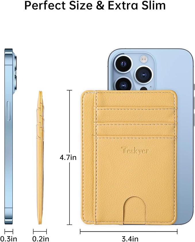 Teskyer Slim Wallet for Men, Minimalist Front Pocket RFID Blocking Leather Wallet Credit Card Holder for Men & Women