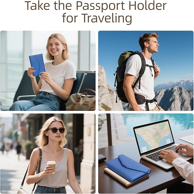 ZOPPEN Mulit-purpose Rfid Blocking Passport Holder Travel Wallet (Ver.4) Passport and Vaccine Card Holder ComboTri-fold Document Organizer Travel Essentials