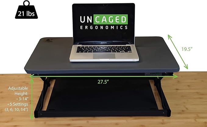 Uncaged Ergonomics CHANGEdesk Mini - Affordable Height Adjustable Stand Up Desk Conversion and Laptop Standing Desk Converter (2 Pack | Black)